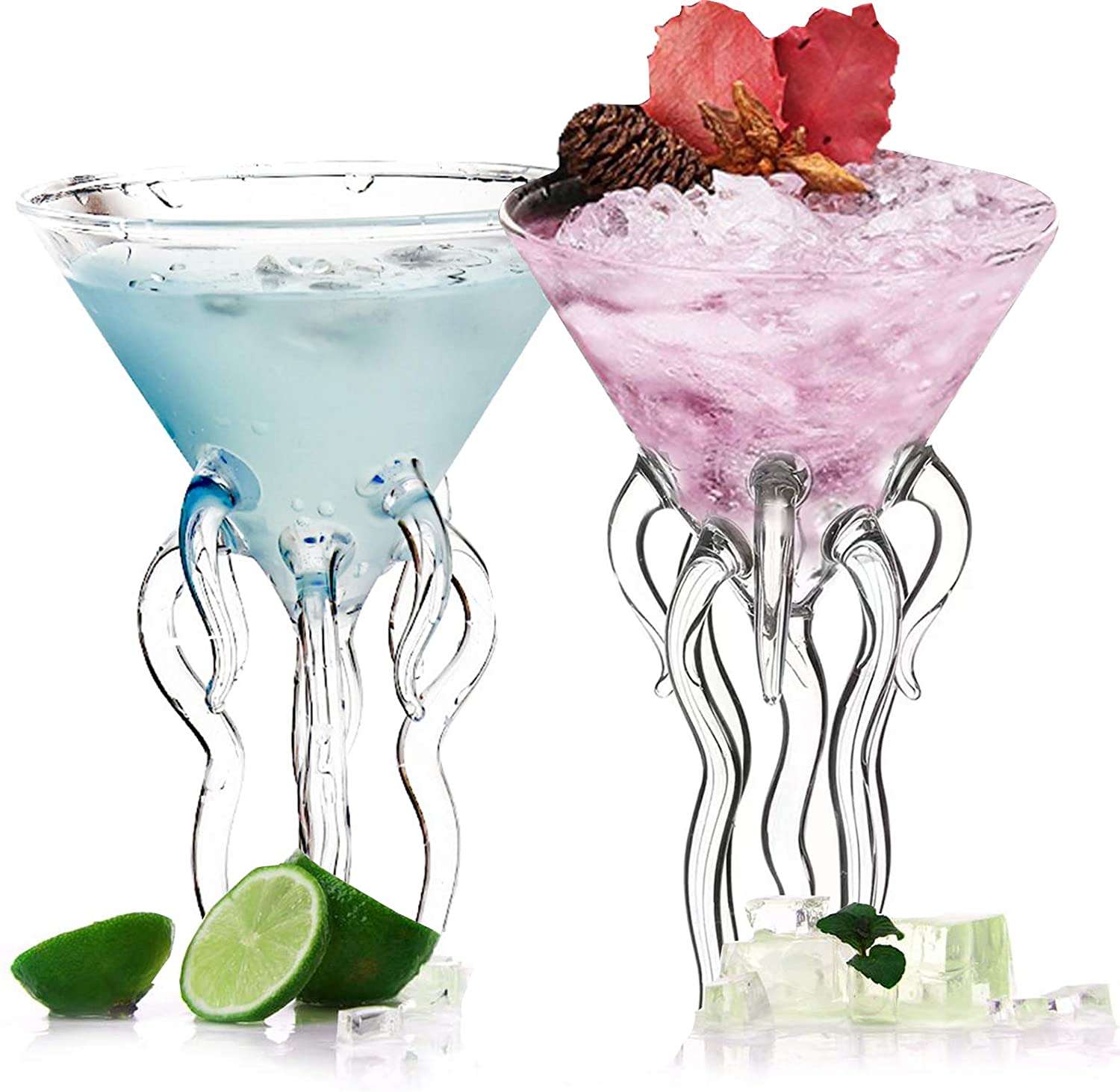 Creative Cocktail Glass - Mushroom/Swan/Rose/Octopus/Bird Design Cocktail Glass, Novelty Drink Cup for KTV Bar Night Party