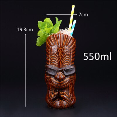 Bar Poker Tiki Mug Creative Hawaii Ceramic Tiki Mug Personalized Cocktail Cup Zombie Cup Porcelain Beer Wine Mug Cup Bar Tools