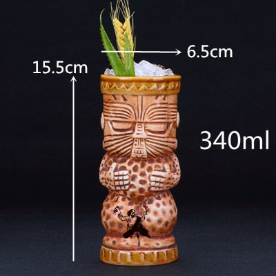 Bar Poker Tiki Mug Creative Hawaii Ceramic Tiki Mug Personalized Cocktail Cup Zombie Cup Porcelain Beer Wine Mug Cup Bar Tools