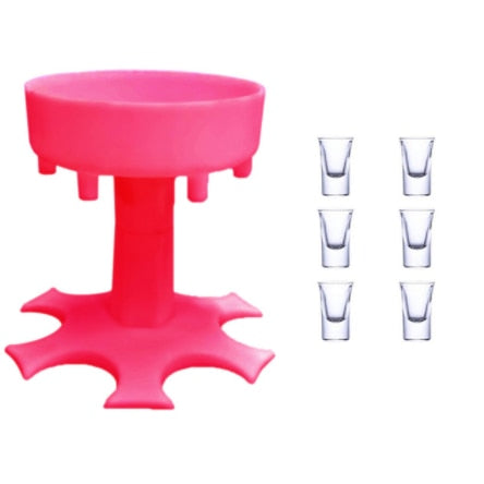 Hoomwell 6 Shot Glass Dispenser Holder Liquor Dispenser Party Drinking Games Bar Cocktail Wine Beer Quick Filling Tool