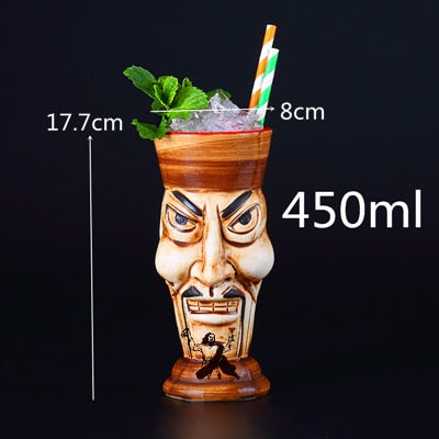 Bar Poker Tiki Mug Creative Hawaii Ceramic Tiki Mug Personalized Cocktail Cup Zombie Cup Porcelain Beer Wine Mug Cup Bar Tools