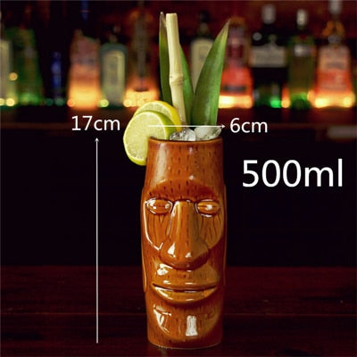 Bar Poker Tiki Mug Creative Hawaii Ceramic Tiki Mug Personalized Cocktail Cup Zombie Cup Porcelain Beer Wine Mug Cup Bar Tools