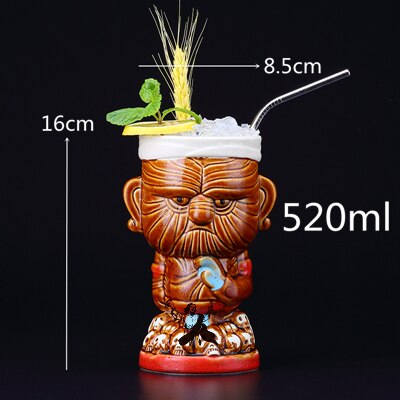 Bar Poker Tiki Mug Creative Hawaii Ceramic Tiki Mug Personalized Cocktail Cup Zombie Cup Porcelain Beer Wine Mug Cup Bar Tools