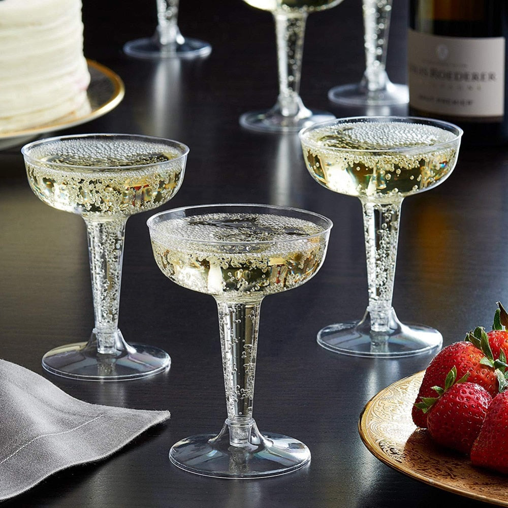 6pcs Fashion Wine Party Champagne Cocktail Plastic Champagne Disposable Goblet Beer Whiskey Cups Party Tableware