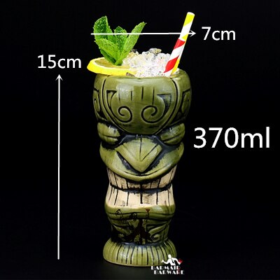 Bar Poker Tiki Mug Creative Hawaii Ceramic Tiki Mug Personalized Cocktail Cup Zombie Cup Porcelain Beer Wine Mug Cup Bar Tools