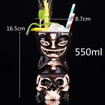 Bar Poker Tiki Mug Creative Hawaii Ceramic Tiki Mug Personalized Cocktail Cup Zombie Cup Porcelain Beer Wine Mug Cup Bar Tools