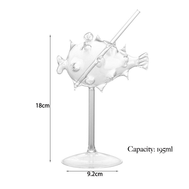 Creative Cocktail Glass - Mushroom/Swan/Rose/Octopus/Bird Design Cocktail Glass, Novelty Drink Cup for KTV Bar Night Party