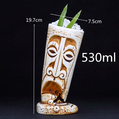 Bar Poker Tiki Mug Creative Hawaii Ceramic Tiki Mug Personalized Cocktail Cup Zombie Cup Porcelain Beer Wine Mug Cup Bar Tools