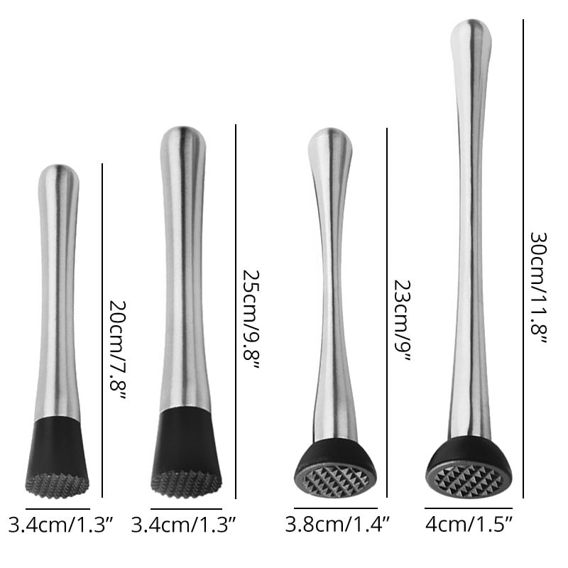 Stainless Steel Cocktail Muddlers With Grooved Nylon Head, Professional Bar Accessories - Create Delicious Fruit Based Drinks