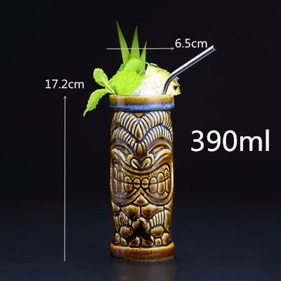 Bar Poker Tiki Mug Creative Hawaii Ceramic Tiki Mug Personalized Cocktail Cup Zombie Cup Porcelain Beer Wine Mug Cup Bar Tools