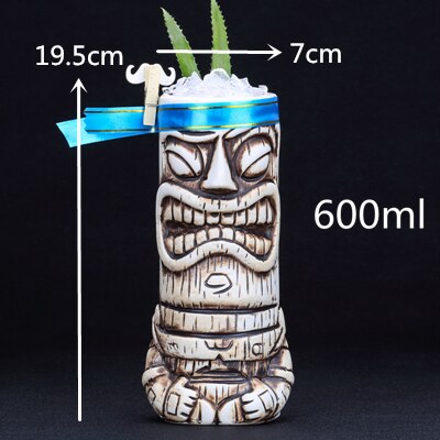 Bar Poker Tiki Mug Creative Hawaii Ceramic Tiki Mug Personalized Cocktail Cup Zombie Cup Porcelain Beer Wine Mug Cup Bar Tools