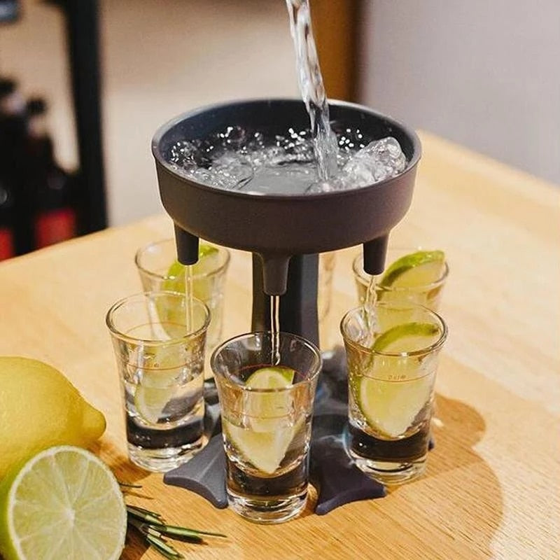 Hoomwell 6 Shot Glass Dispenser Holder Liquor Dispenser Party Drinking Games Bar Cocktail Wine Beer Quick Filling Tool