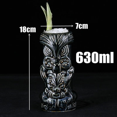 Bar Poker Tiki Mug Creative Hawaii Ceramic Tiki Mug Personalized Cocktail Cup Zombie Cup Porcelain Beer Wine Mug Cup Bar Tools