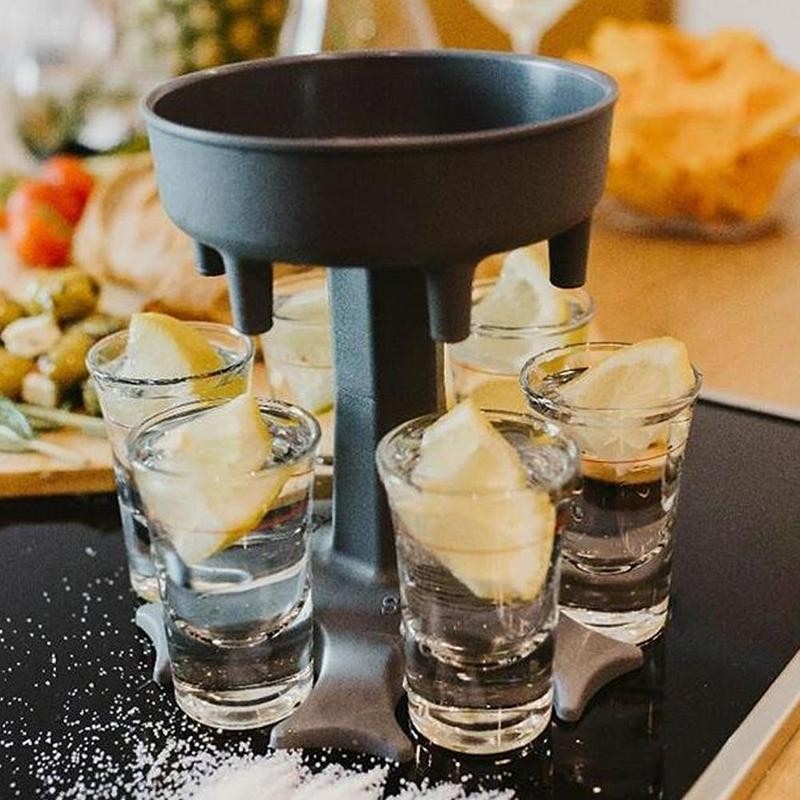 Hoomwell 6 Shot Glass Dispenser Holder Liquor Dispenser Party Drinking Games Bar Cocktail Wine Beer Quick Filling Tool