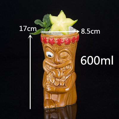 Bar Poker Tiki Mug Creative Hawaii Ceramic Tiki Mug Personalized Cocktail Cup Zombie Cup Porcelain Beer Wine Mug Cup Bar Tools