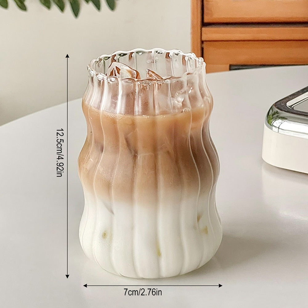 650ml Glass Cold Coffee Cup Retro Mug Transparent Water Tea Drinkware Milk Juice Mugs Cup Tumblers Wine Glasses Cocktail Whisky