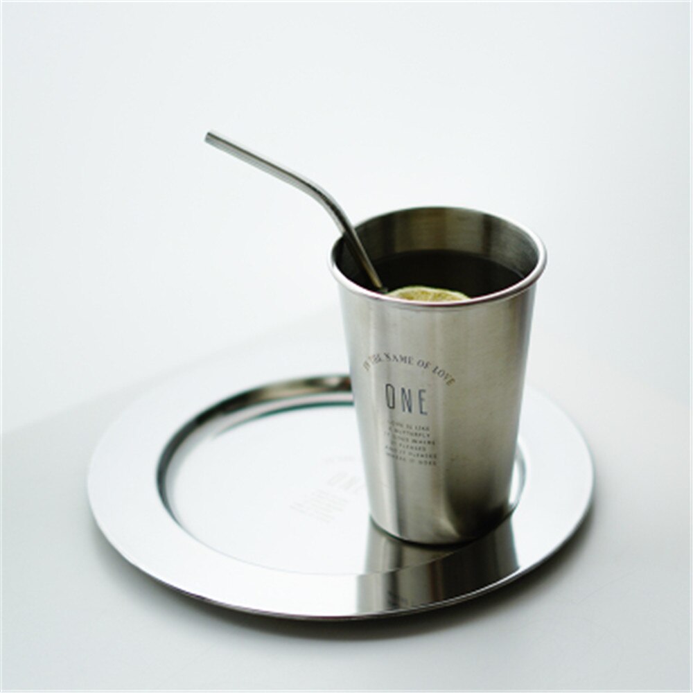 Verre En Argent 304 En Acier Inoxydable Tasses Petit Déjeuner Lait De Fruits Jus De Thé De Glace Bière À Café Tasses À Café Durable Coupe En Métal 1 PCS